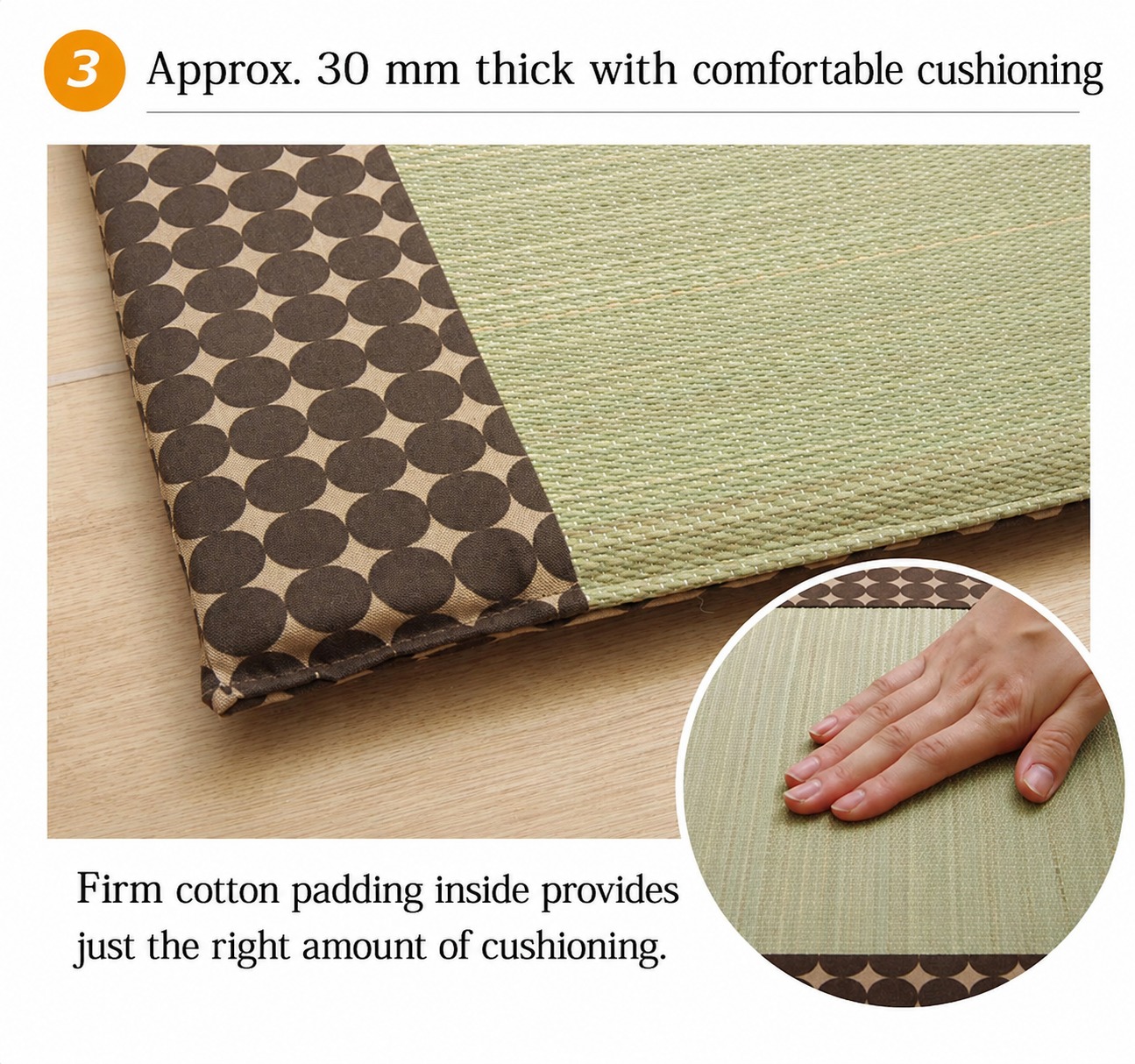 About Japanese Undyed Igusa Car Seat Cushion Marble image 5