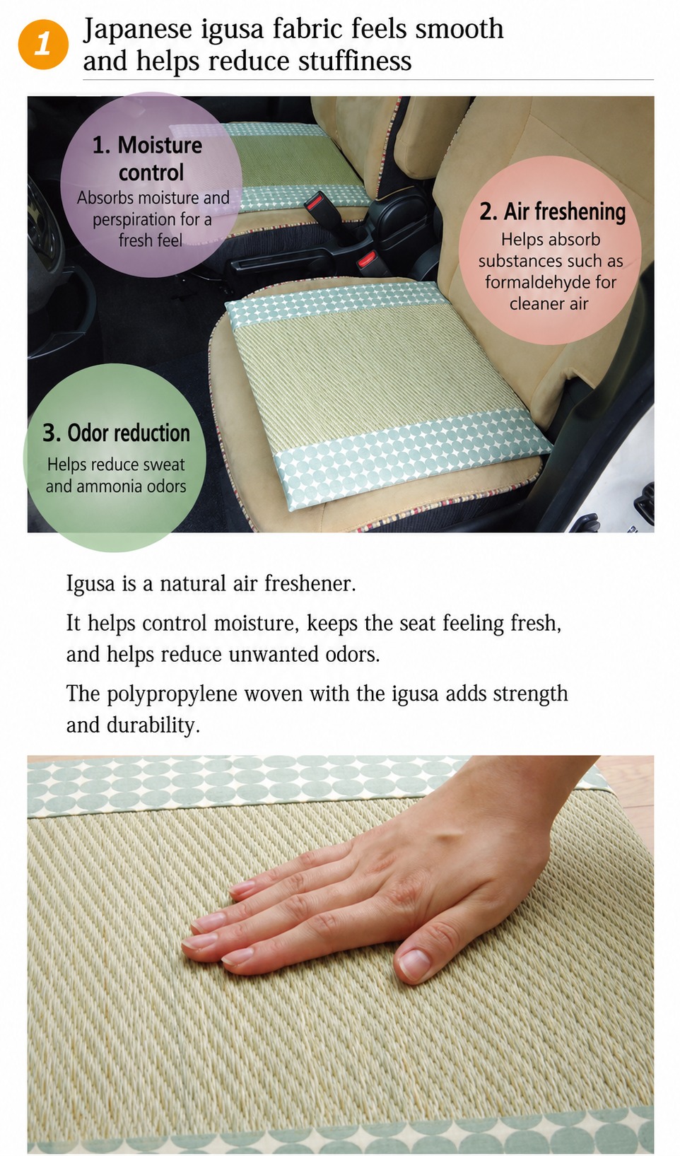 About Japanese Igusa and PP Car Seat Cushion Marble image 3